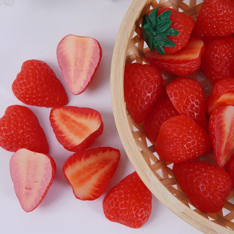 Artificial Strawberry Decor 10PCS Faux Fruit Model for Photography & Home Display