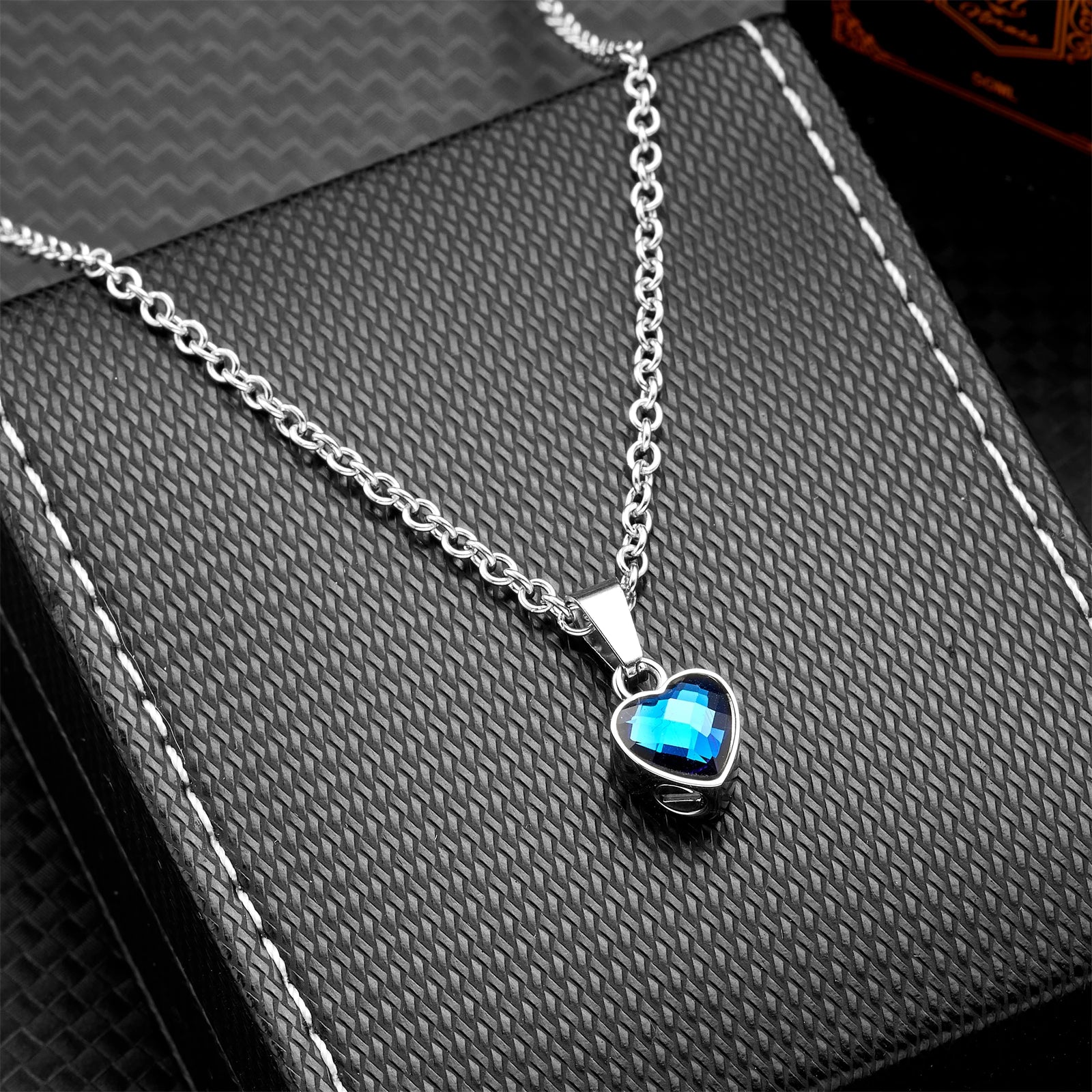 Stainless Steel Heart Urn Necklace with Birthstone - Cremation Keepsake Jewelry