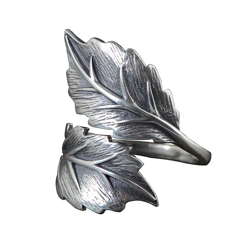 Vintage Leaf Style Adjustable Finger Ring Women Girls Jewelry Accessory