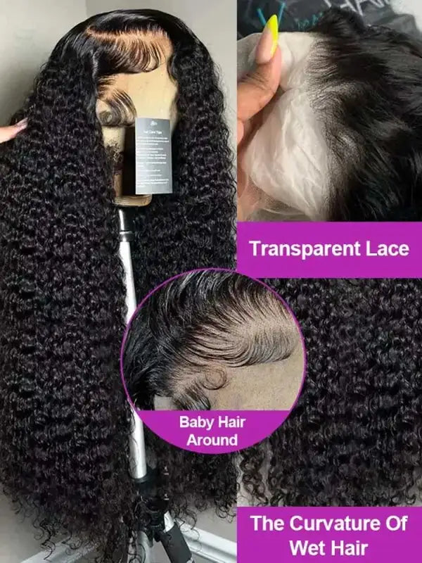250% Density Lace Front Wig 13x6 Transparent HD Jerry Curly Human Hair