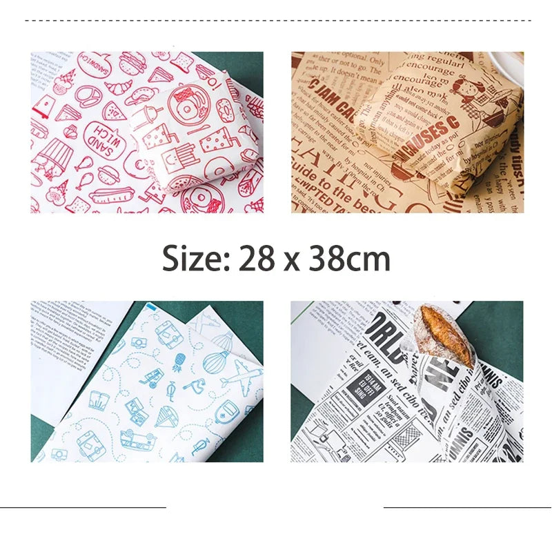 25-Piece Food Grade Wax Paper Wraps for Baking and Food Storage