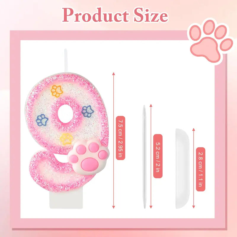 Dog and Cat Birthday Candle Paw Cake Topper for Pet Themed Parties - Multiple Colors
