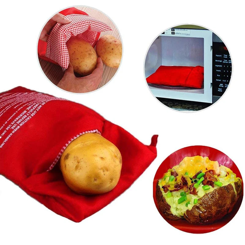 Reusable Microwave Potato Bag - Fast Baked Potatoes in 4 Minutes, Multiple Colors