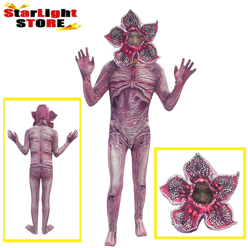Kids Demogorgon Cosplay Bodysuit with Mask and Headwear - Halloween Carnival Costume