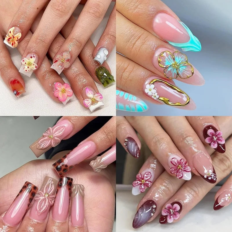 Relief Lily Flower Nail Carving Mold 3D Silicone Templates for Resin Epoxy Art