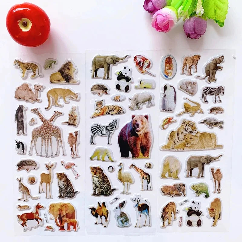 10 Sheets 3D Puffy Animal Stickers for Scrapbooking Kids Birthday Gifts