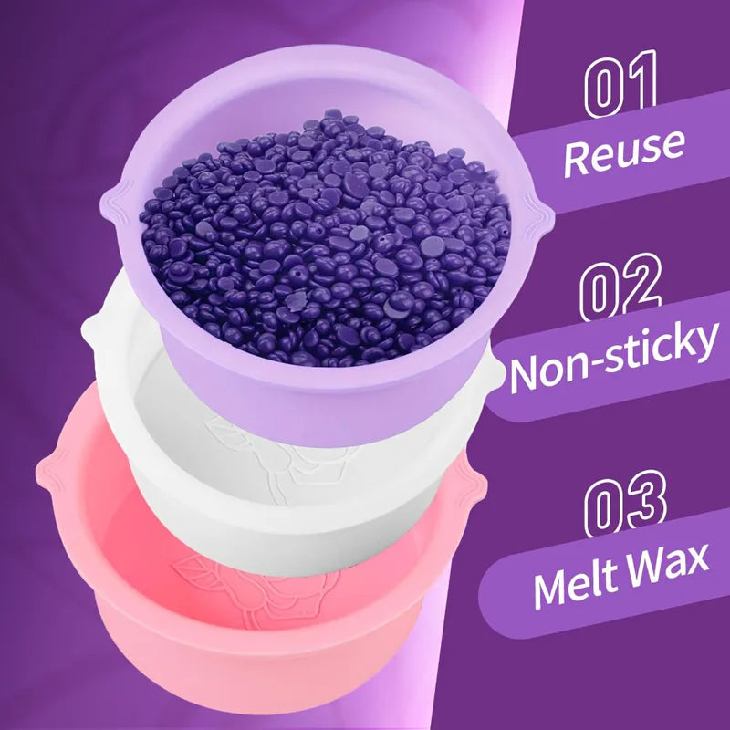Reusable Wax Warmer Silicone Bowls for Hair Removal - Heat-Resistant Pot with Color Options