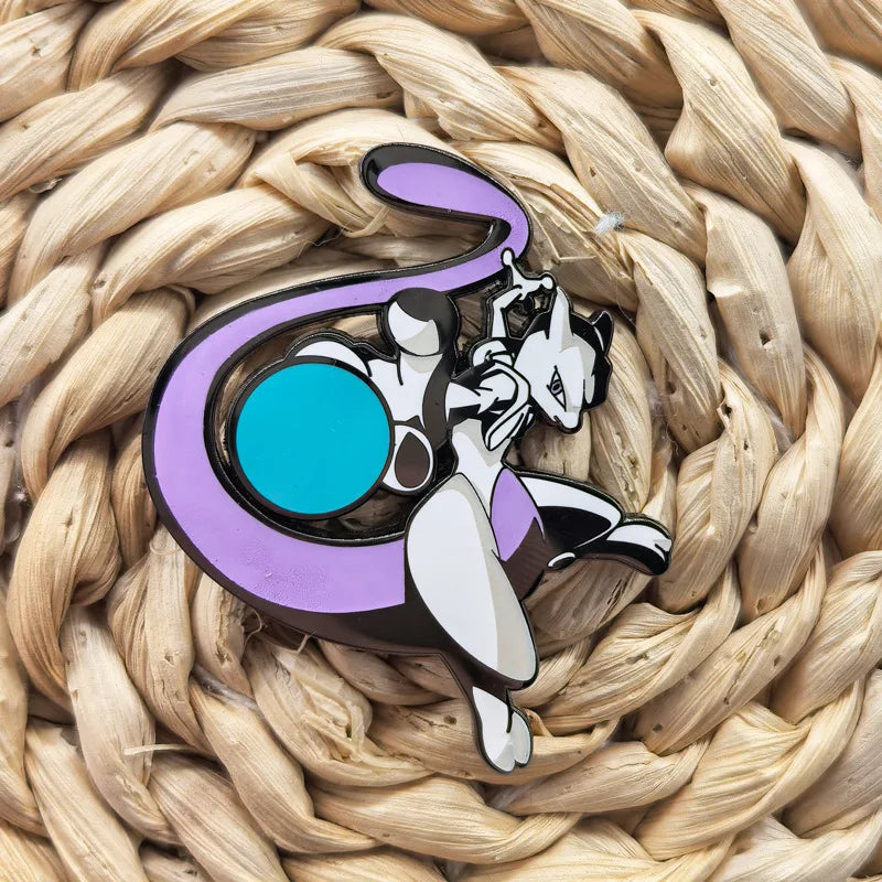 Mewtwo Anime Metal Pin Badge - Game Character Brooch for Bags & Clothing