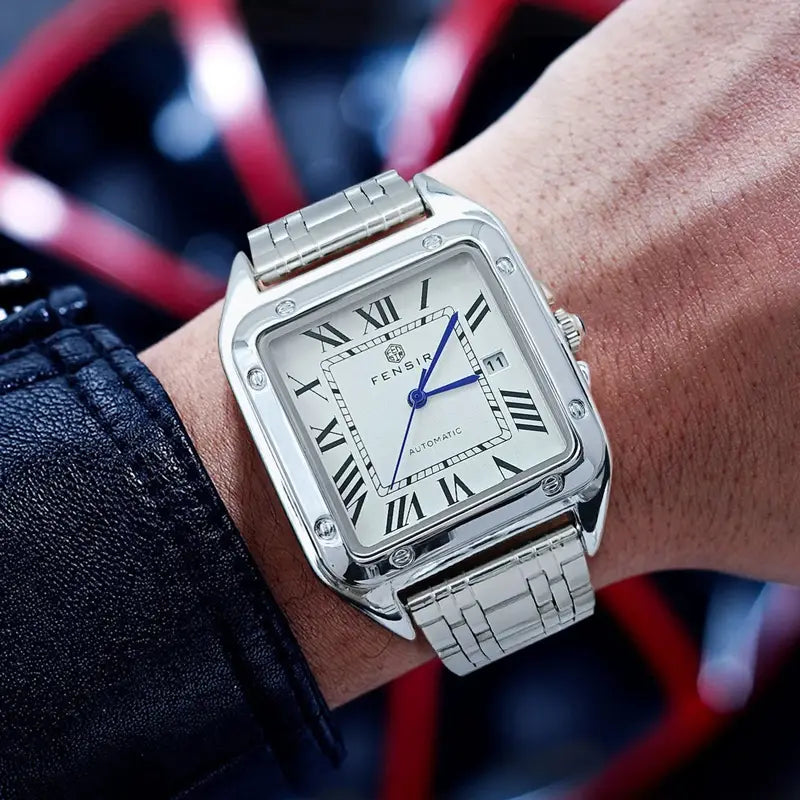 Luxury Men's Wristwatch with Calendar Display & Stainless Steel Strap - Trendy Business Casual Watch, Gift for Him