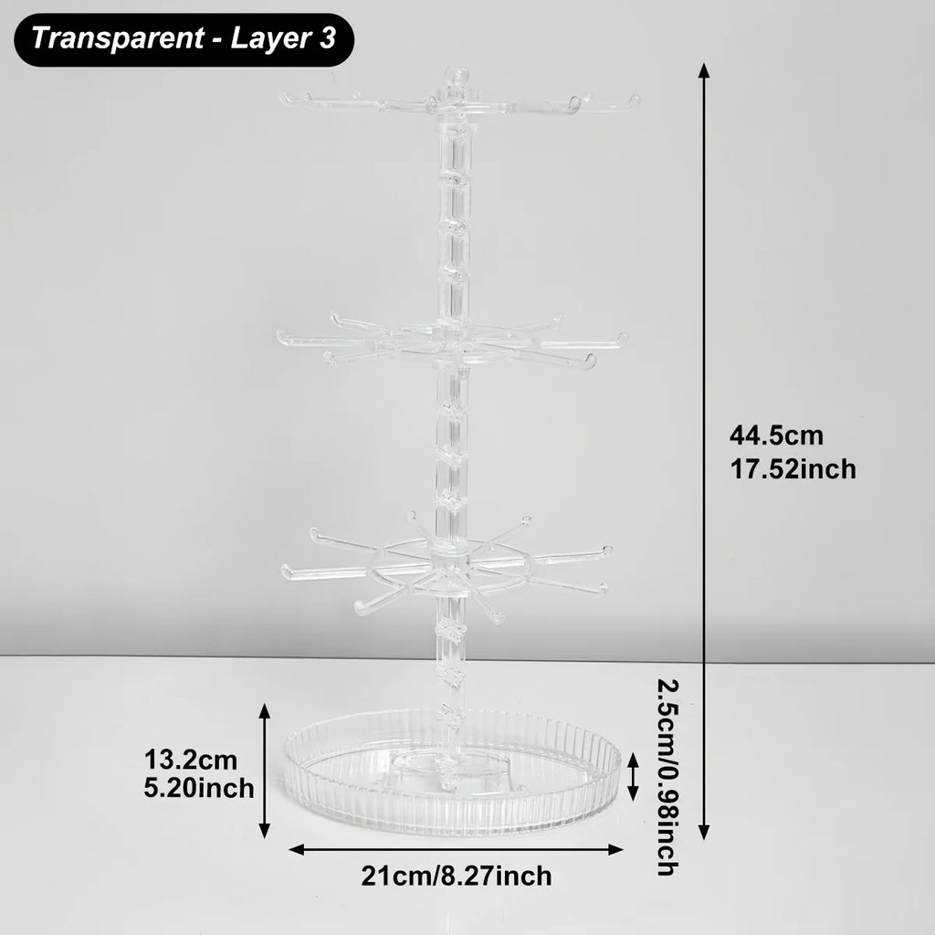 Multi-Layer Rotatable Jewelry Display Rack with Hooks for Organizing Bracelets & Accessories