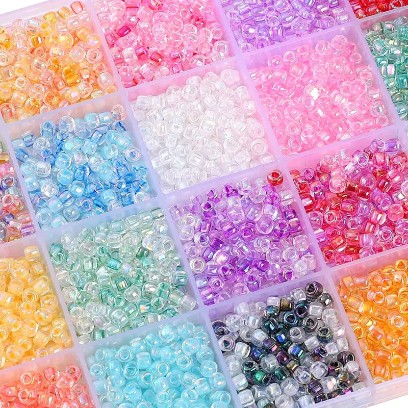 840pcs 4mm Colorful Glass Triangle Beads for Jewelry Making - DIY Craft Supplies