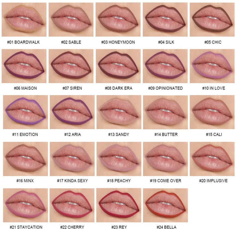 High Pigment Waterproof Lip Liner Pencil - Long Wear & Vegan Makeup