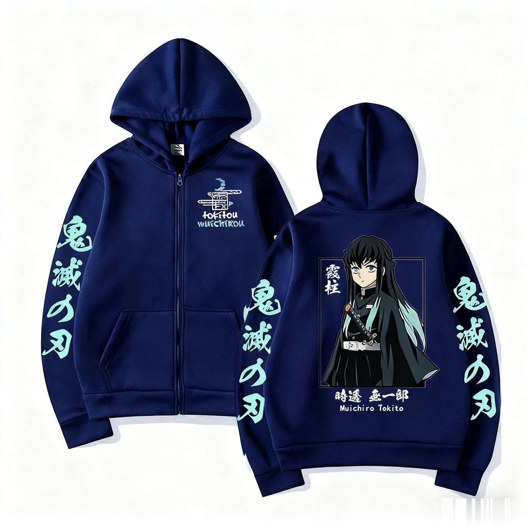 Anime Hoodie Muichiro Tokito Demon Slayer Casual Streetwear Jacket Men Women