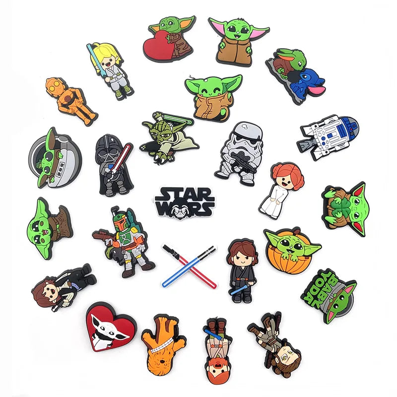25pcs Anime Star Wars Cartoon Sandal Charms PVC Shoe Buckle Accessories