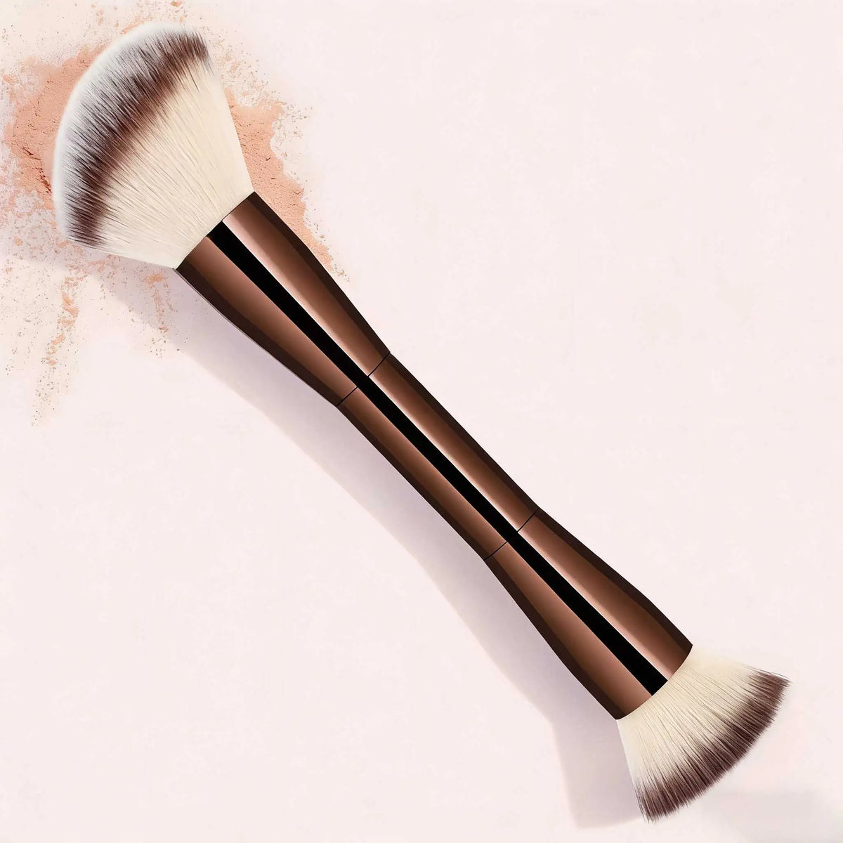 Double Ended Contour Makeup Brush for Foundation, Powder & Blush - Soft Dense Bristles