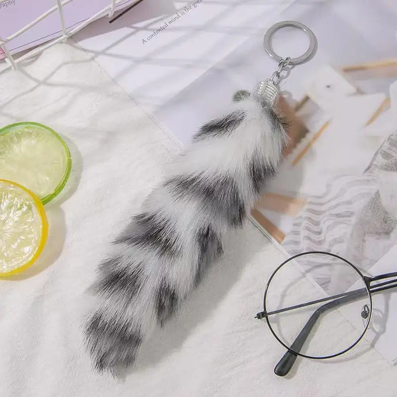 Fox Tail Keychain Irregular Car Bag Pendant Animal Style Plush Keyring