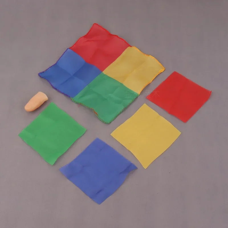 Magic Trick Scarves Set - Four To One Silk Transformation for Close-Up Illusions
