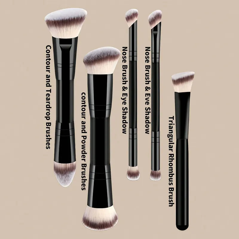 Makeup Brush Set with Sponges and Puffs - Travel Beauty Tools for Face and Eye Makeup