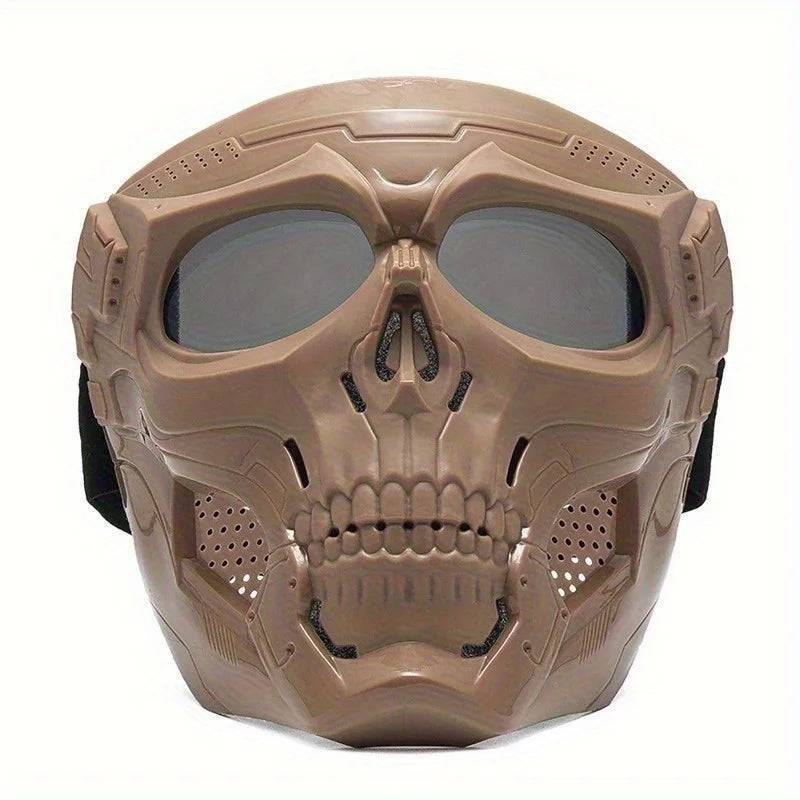 Skull Design Halloween Cosplay Costume with Adjustable Strap & Side Pockets