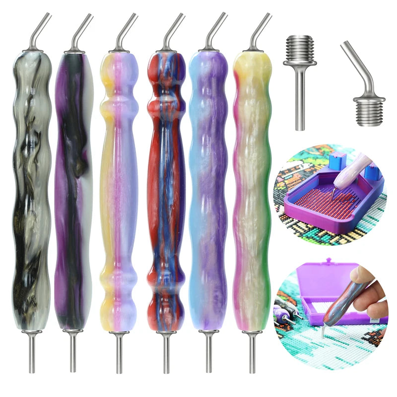 Diamond Painting Resin Pen Kit with Ultra-Fine Metal Tips and Angled & Straight Drill Heads