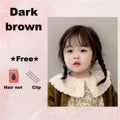 Baby Girl Fake Hair Braid Wig with Fluffy Bangs - Playful Fried Dough Style, One Year Hair Cover