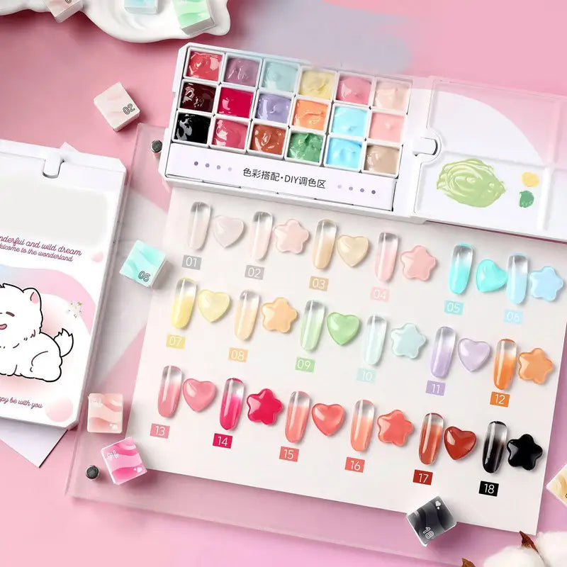 18-Color Nail Patting Gel Palette for Manicure and Nail Art