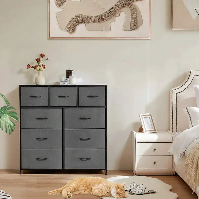 9 Drawer Fabric Dresser Storage Cabinet for Bedroom Living Room Home Office