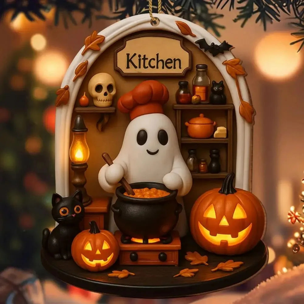 Halloween Ghost Ornaments Set - Spooky Decorative Pendant for Party & Home Decor