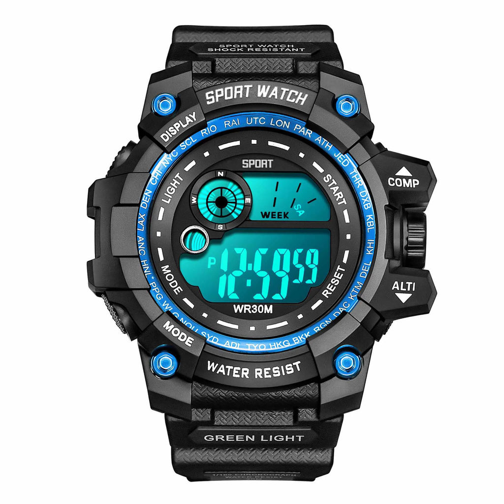 Digital Sports Watch for Men and Kids Waterproof Alarm Clock with Luminous Display