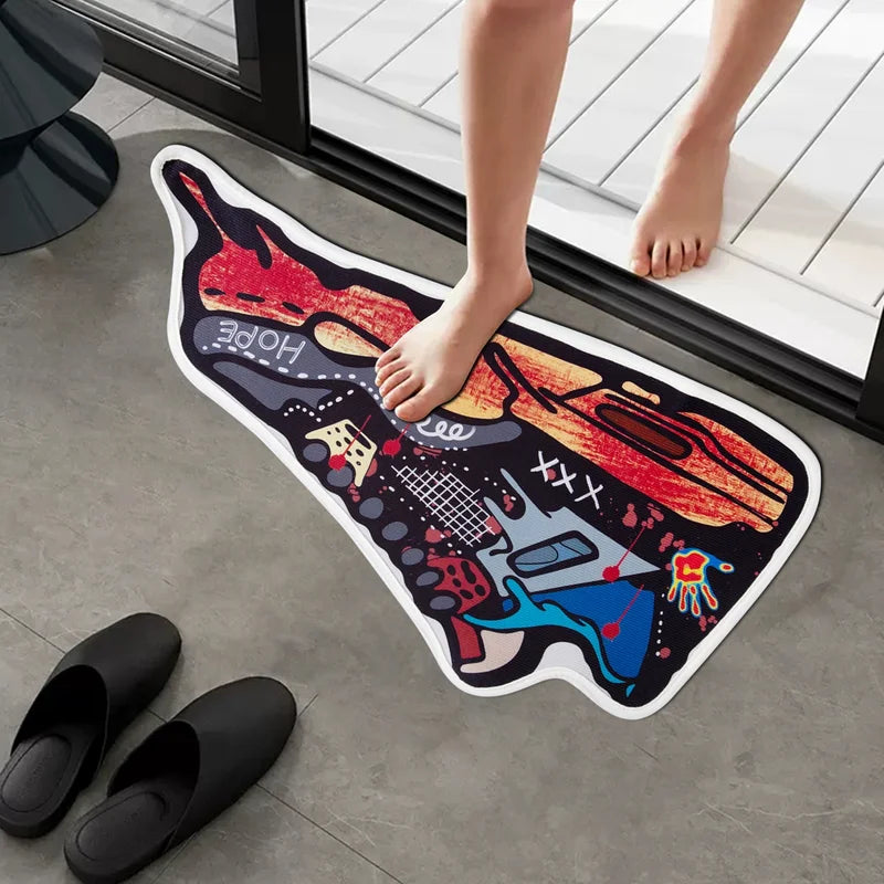 Modern Graffiti Door Cover with Handprint Non-Slip Carpet Welcome Mat - Multiple Sizes