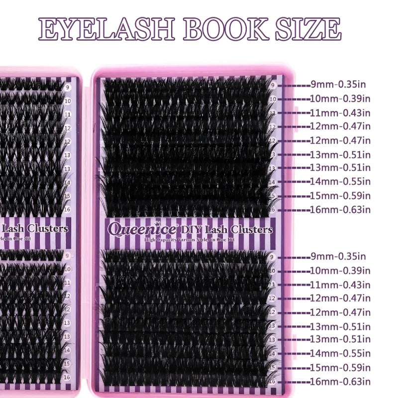False Eyelash Clusters 9-16mm D Curl Fluffy Dense Reusable Natural Look