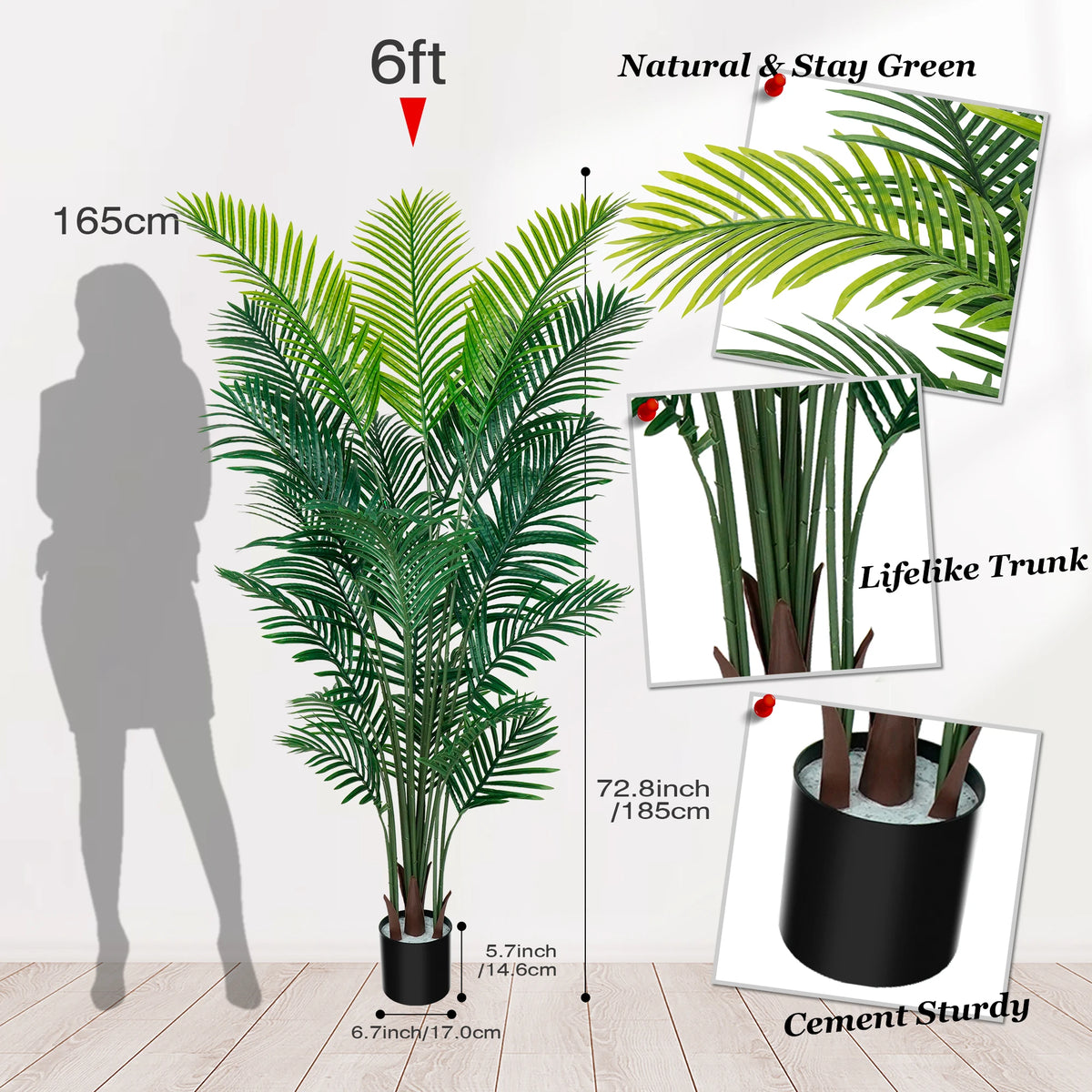 Artificial Palm Tree with Realistic Touch for Indoor & Outdoor Decor - 4/5/6 FT