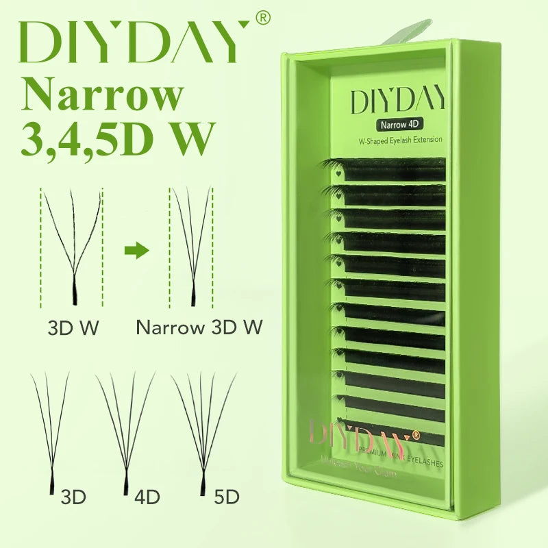 False Eyelash Extensions W-Shaped Volume Fans - Natural Dense Faux Mink, DIYLash
