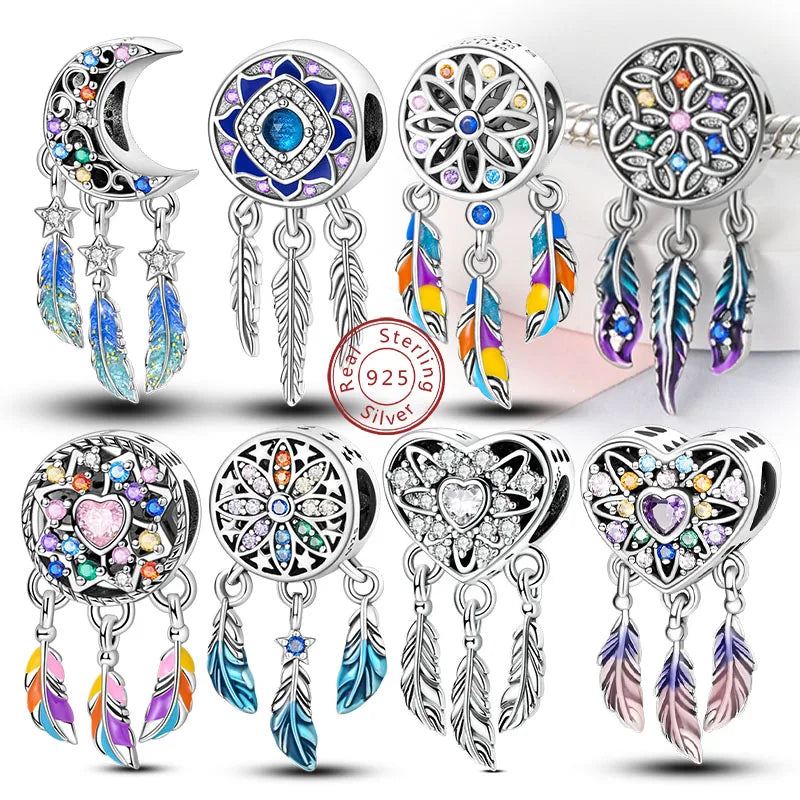 Colorful Dreamcatcher Charm Beads for Bracelets & Necklaces - Sterling Silver & More