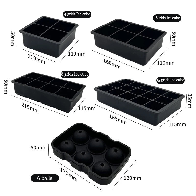 Silicone Ice Cube Tray 15-Grid Square Ice Mold Reusable for Whiskey Cocktails