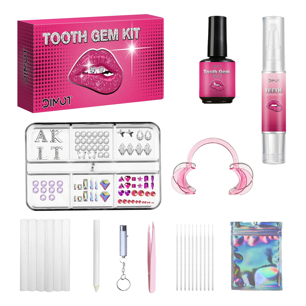 DIY Tooth Gem Kit with Crystals & UV Light for Temporary Teeth Jewelry & Face Body Decor