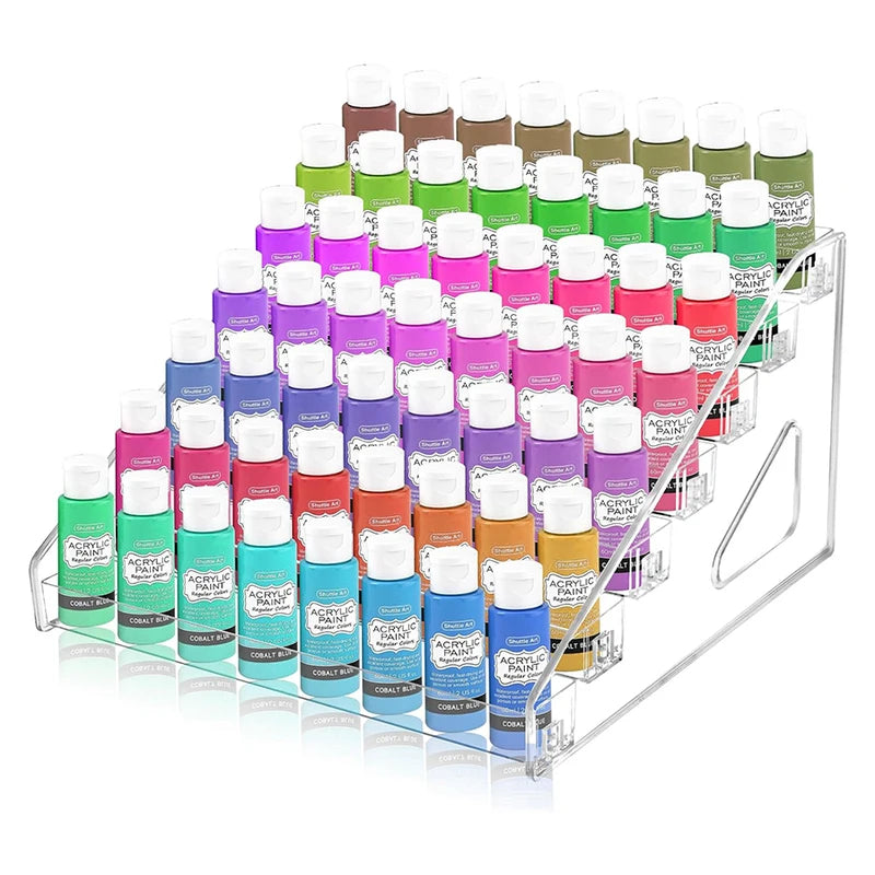 Mini Paint Storage Box with 7 Layers - Transparent Craft Organizer