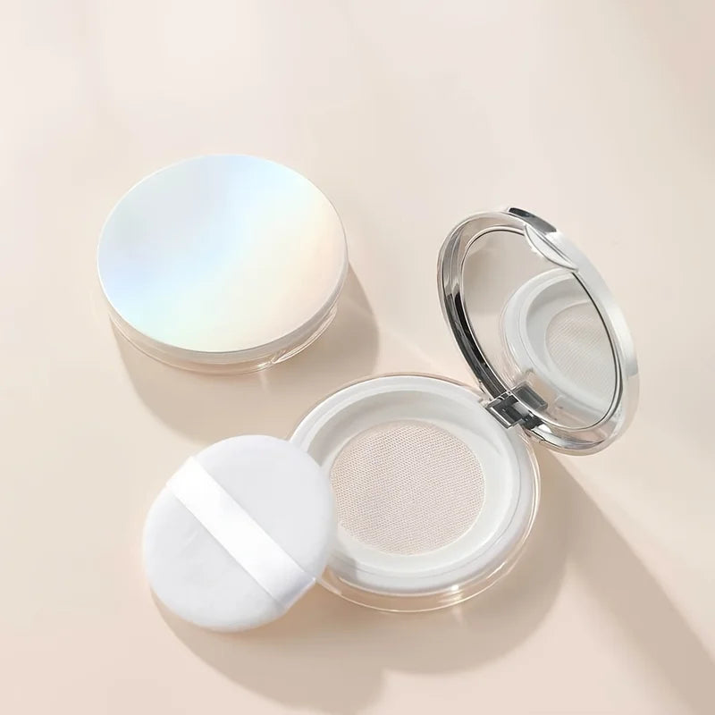Ultra-Thin Loose Powder Compact with Mirror - Portable Makeup Storage Container