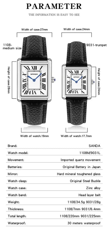 Luxury Couple Quartz Watches Waterproof Scratch-Resistant Leather Strap