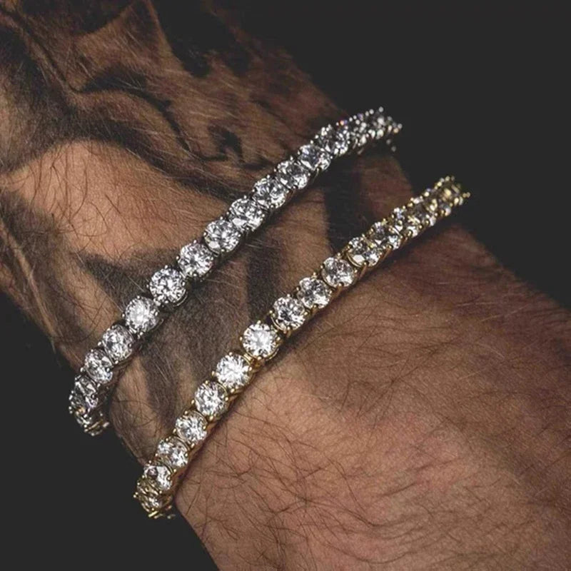 Men's Iced Out Cubic Zirconia Tennis Bracelet - Streetwear Jewelry