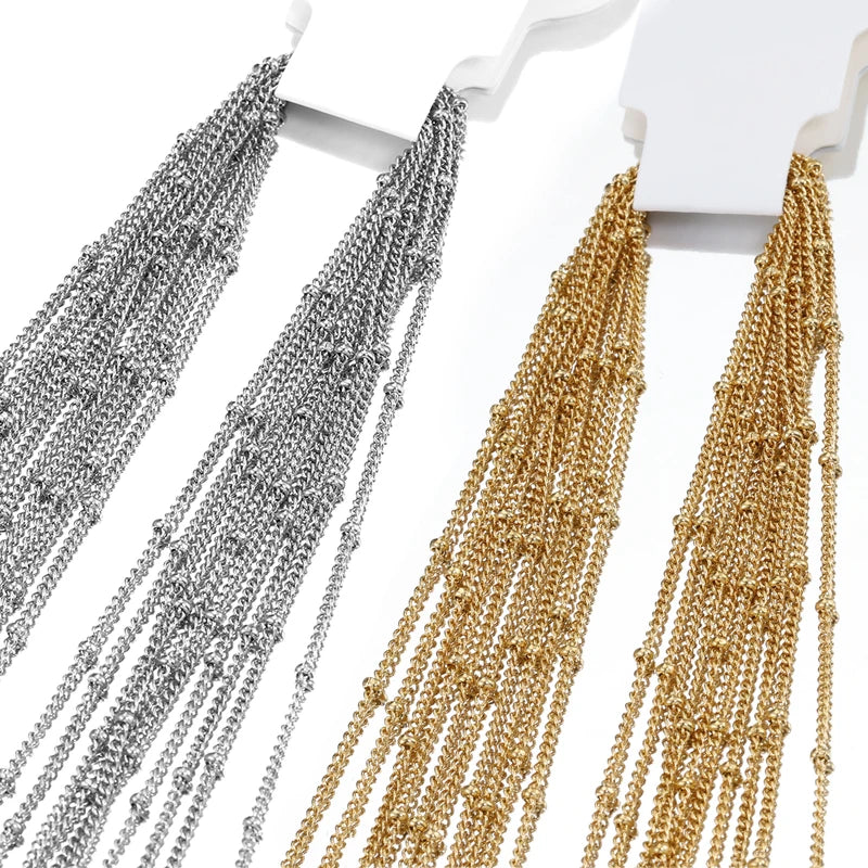 5pcs Stainless Steel Bead Chain Necklace Chains for DIY Jewelry Making