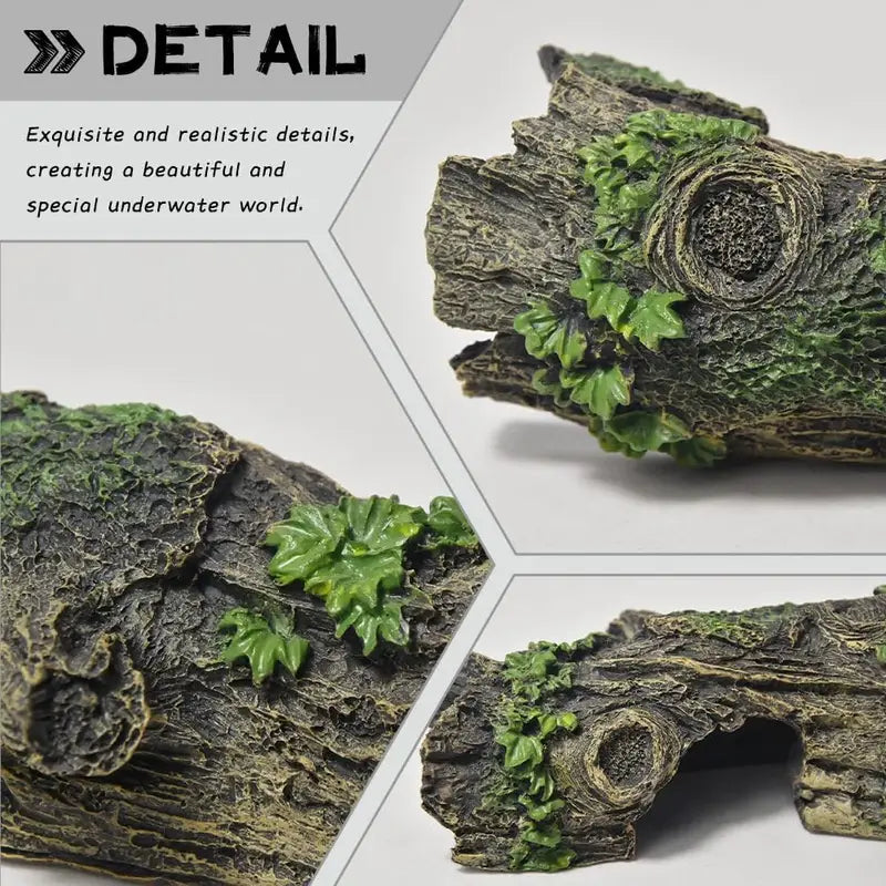 Lifelike Aquarium Hollow Tree Tunnel Cave Ornament with Safe Resin Material