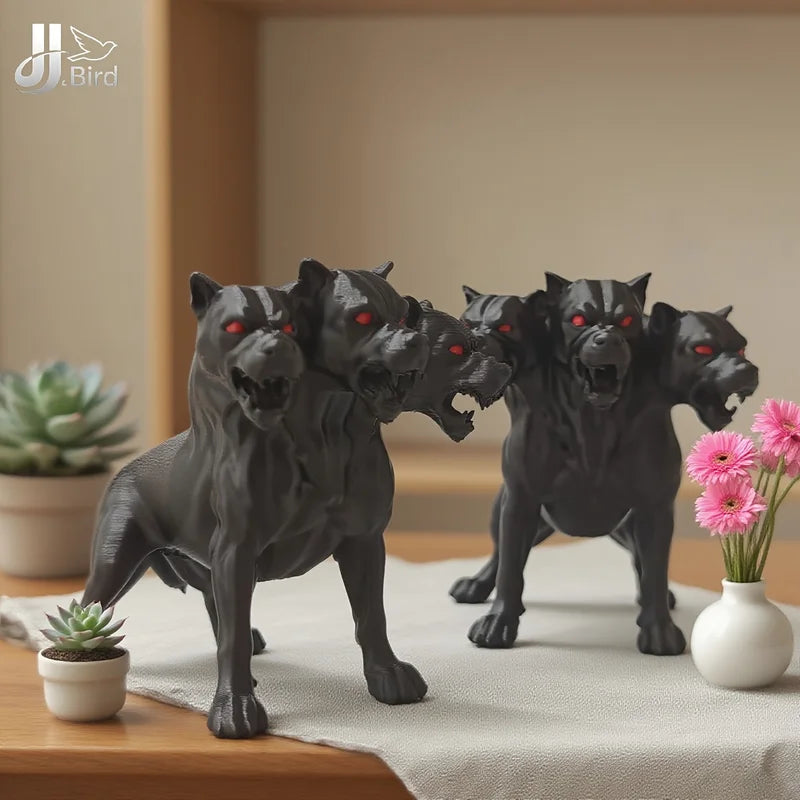 Gothic Three-Headed Dog Statue Ornament Halloween Thanksgiving Decor - Indoor & Outdoor