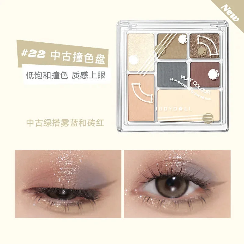 Colorful Eyeshadow Palette with Glitter, Blush, and Highlighter for Makeup Artistry