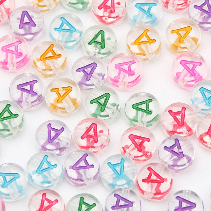 100Pcs Colorful Alphabet A-Z Acrylic Beads for Jewelry Making - Round Flat Spacer Beads