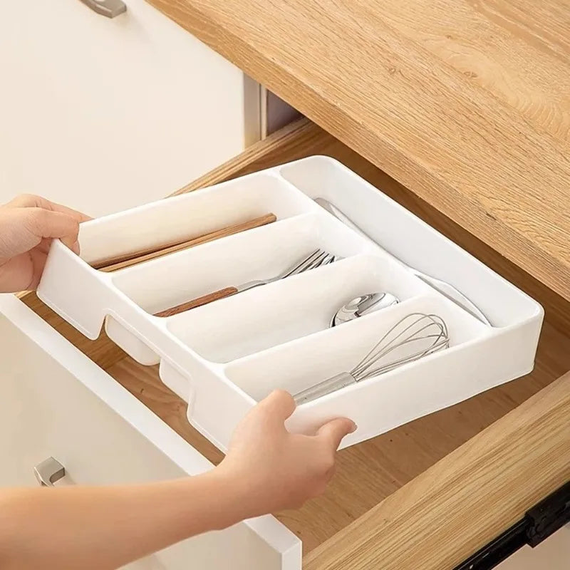 Kitchen Cutlery Organizer Drawer Tray with Multiple Compartments, Easy Clean