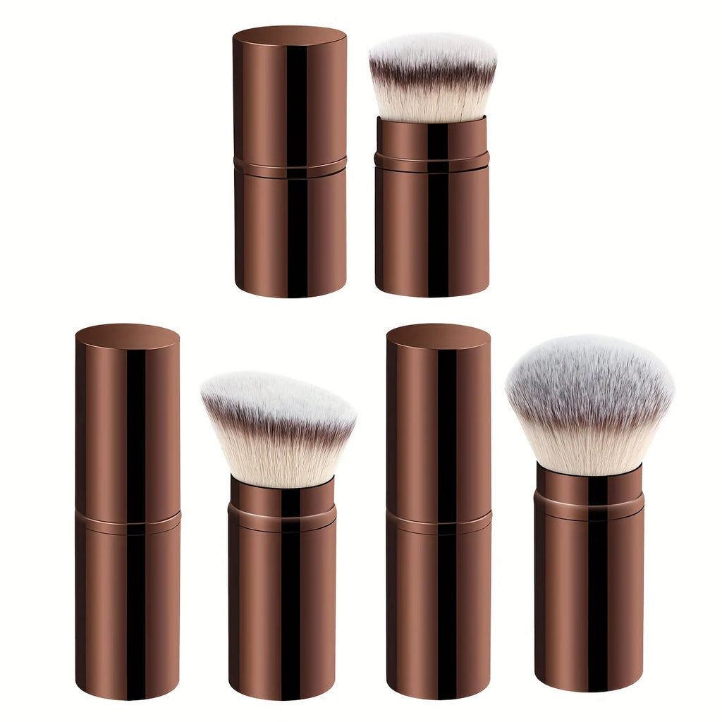 Extendable Makeup Brushes Set - 3pcs Synthetic Face Brush Kit for Liquid Cosmetics