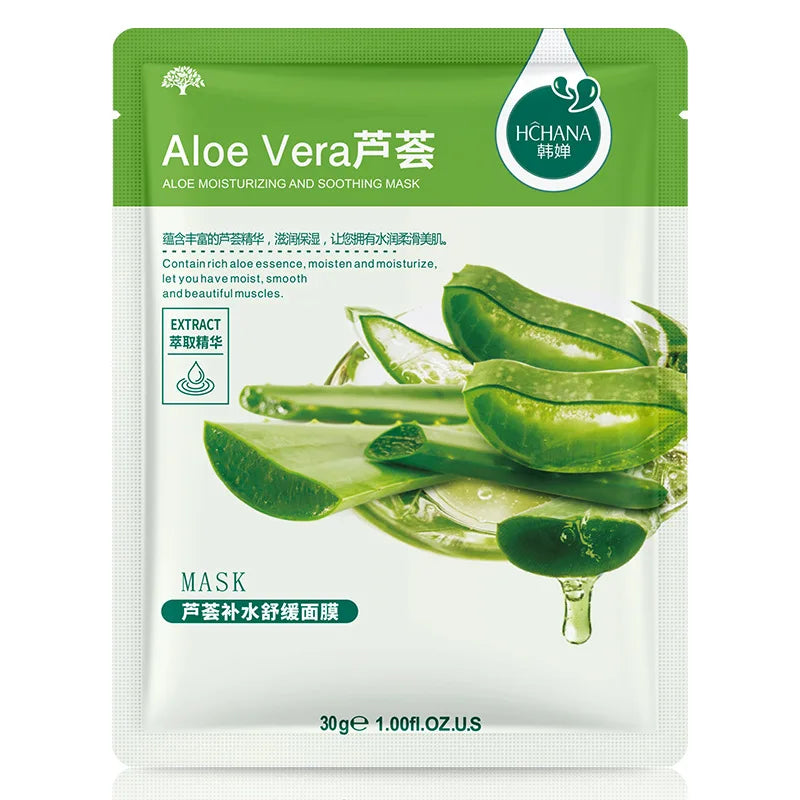 10-Piece Natural Plant Facial Mask Set - Moisturizing, Oil Control, Anti-Aging, Fruit Aloe for Skin Care