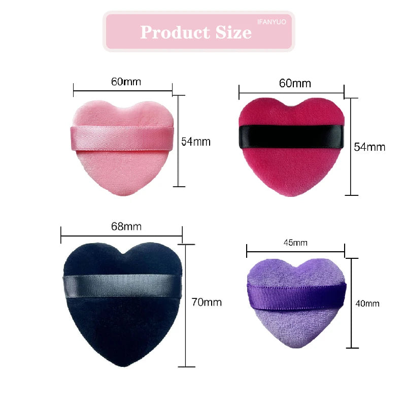 Heart-Shaped Velvet Makeup Puff Set - Soft, Skin-Friendly Cosmetic Sponges