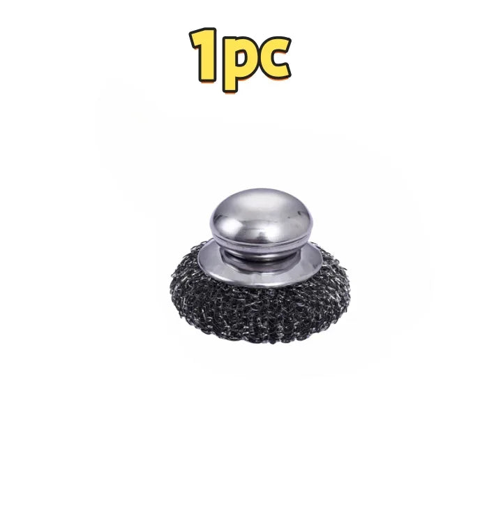 Heavy Duty Stainless Steel Pot Brush with Handle – Rustproof Metal Scrubber for Dishwashing & Pot Cleaning